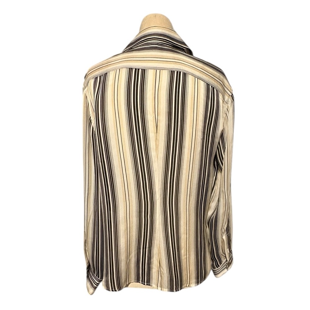 Anne Klein 100% Silk Long Sleeve Striped Button-Up Shirt‎ Size 6 - Picture 2 of 6